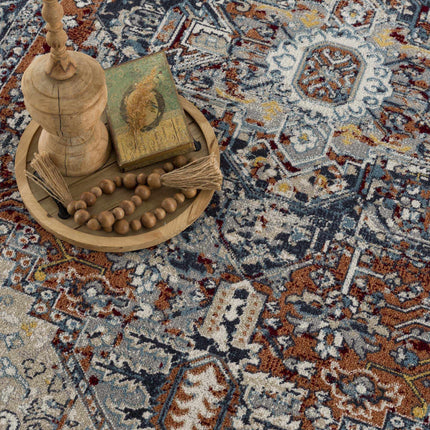 Cabacungan Blue & Rust Washable Area Rug - Clearance Rugs TriadCommerceInc