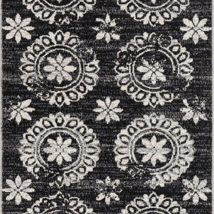 Kahraman Black&White Floral Washable Area Rug Rugs TriadCommerceInc