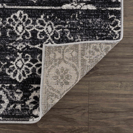 Kahraman Black&White Floral Washable Area Rug Rugs TriadCommerceInc