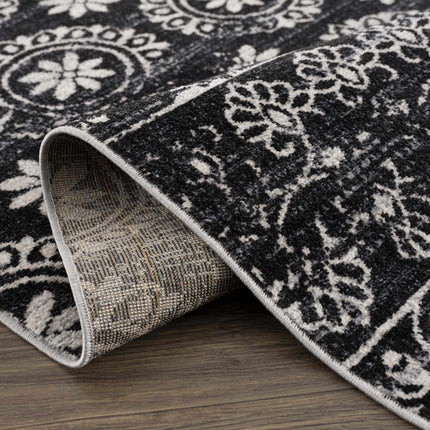 Kahraman Black&White Floral Washable Area Rug Rugs TriadCommerceInc