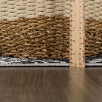 Kahraman Black&White Floral Washable Area Rug Rugs TriadCommerceInc
