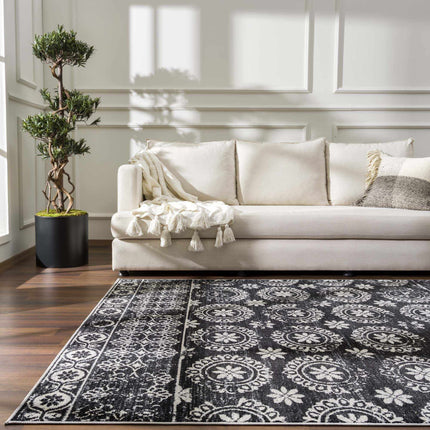 Kahraman Black&White Floral Washable Area Rug Rugs TriadCommerceInc 5'3" x 7' Rectangle