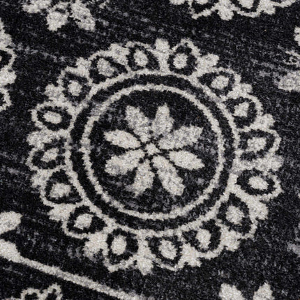 Kahraman Black&White Floral Washable Area Rug Rugs TriadCommerceInc