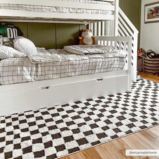 Lajos Black & White Checkered Area Rug Rugs TriadCommerceInc