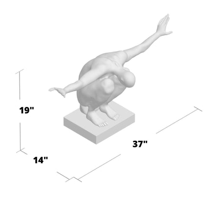 Large Saluting Man Resin Sculpture 37" Wide x 19" Tall // Chrome Sculpture TriadCommerceInc   