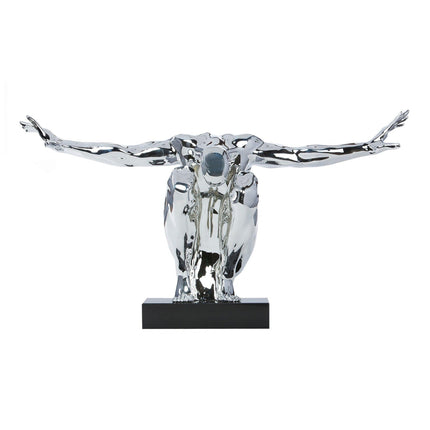 Large Saluting Man Resin Sculpture 37" Wide x 19" Tall // Chrome Sculpture TriadCommerceInc   