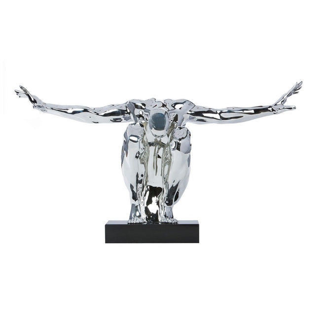 Large Saluting Man Resin Sculpture 37" Wide x 19" Tall // Chrome Sculpture TriadCommerceInc   