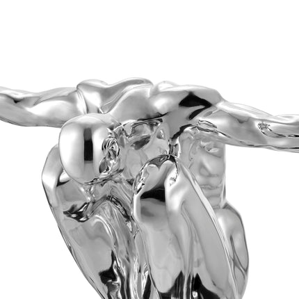 Large Saluting Man Resin Sculpture 37" Wide x 19" Tall // Chrome Sculpture TriadCommerceInc   