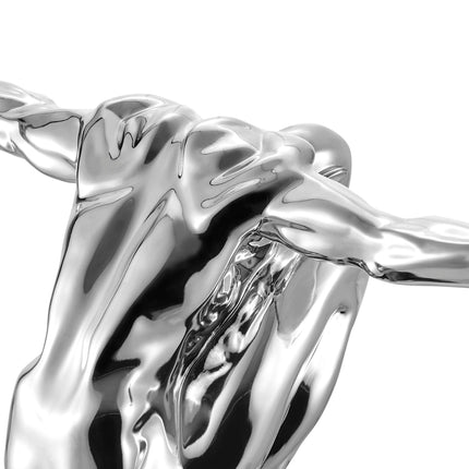 Large Saluting Man Resin Sculpture 37" Wide x 19" Tall // Chrome Sculpture TriadCommerceInc   