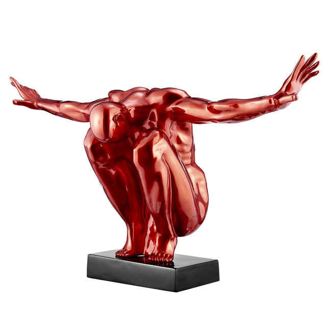 Large Saluting Man Resin Sculpture 37" Wide x 19" Tall // Metallic Red Sculpture TriadCommerceInc   