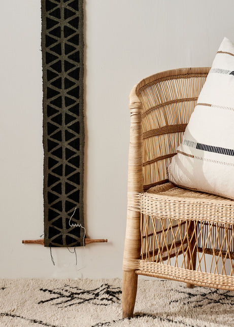 Longevity Bogolan Wall Totem in Grey with Black Triangles Wall Décor TriadCommerceInc