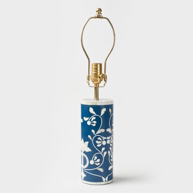 Navy Floral Vines Table Lamp Table Lamps TriadCommerceInc   