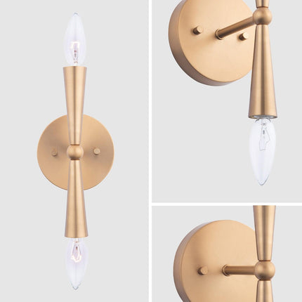 Mizu Mid-Century Modern Gold 2-Light Wall Sconce Light Home Decor > Lighting > Wall Lighting > Wall Sconces TriadCommerceInc