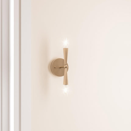 Mizu Mid-Century Modern Gold 2-Light Wall Sconce Light Home Decor > Lighting > Wall Lighting > Wall Sconces TriadCommerceInc