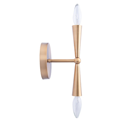 Mizu Mid-Century Modern Gold 2-Light Wall Sconce Light Home Decor > Lighting > Wall Lighting > Wall Sconces TriadCommerceInc