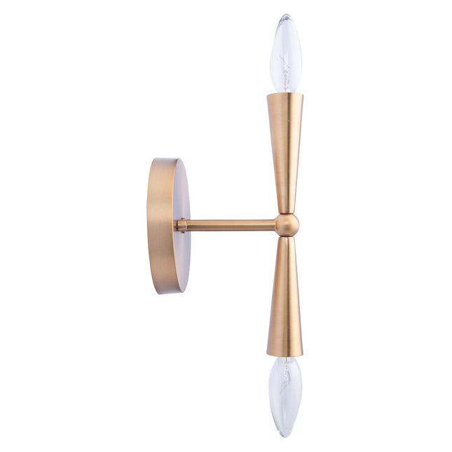 Mizu Mid-Century Modern Gold 2-Light Wall Sconce Light Home Decor > Lighting > Wall Lighting > Wall Sconces TriadCommerceInc