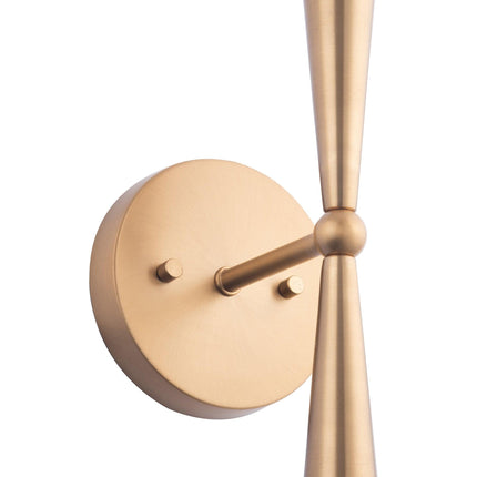Mizu Mid-Century Modern Gold 2-Light Wall Sconce Light Home Decor > Lighting > Wall Lighting > Wall Sconces TriadCommerceInc