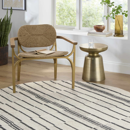 Moorebank Black Striped Wool Rug Rugs TriadCommerceInc