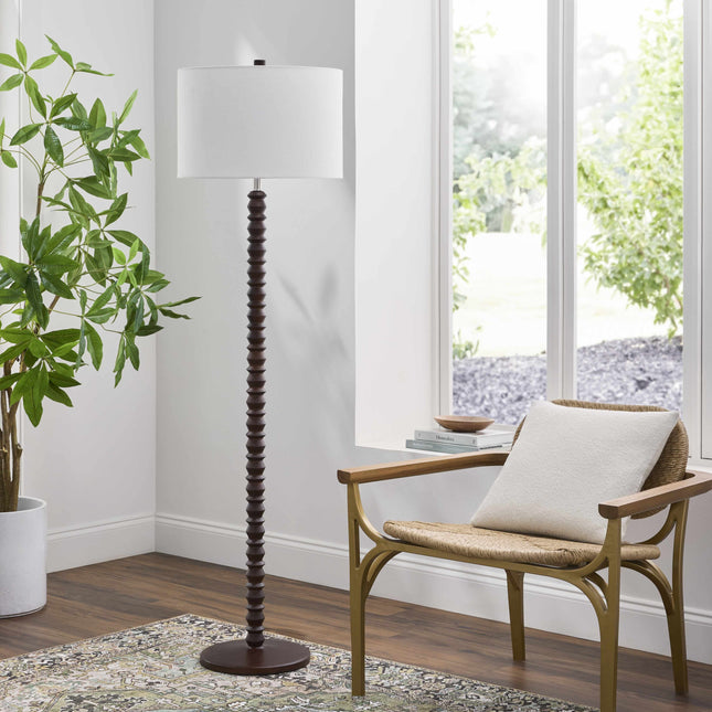 Motozintla Dark Brown Wood Floor Lamp Lighting TriadCommerceInc