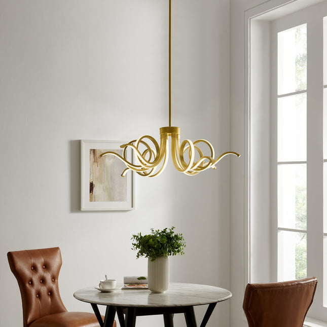 Magnolia LED Adjustable Chandelier // Sandy Gold Chandeliers TriadCommerceInc   