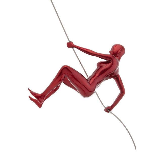 Metallic Red Wall Sculpture Climbing 8" Woman Sculpture TriadCommerceInc   