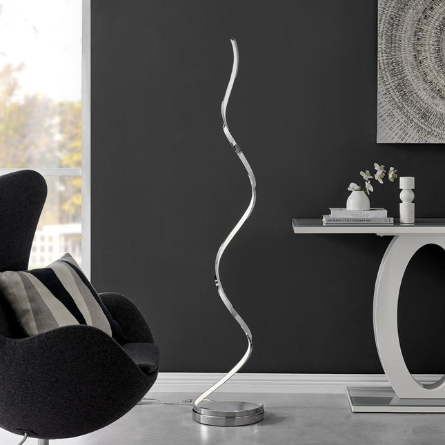 Modern Spiral LED 61" Chrome Floor Lamp // Dimmable Led Strip Floor Lamps TriadCommerceInc   