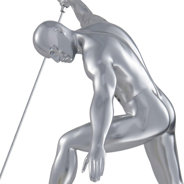 Climbing Couple Set of Two Wall Sculptures, Matte White & Chrome Sculpture TriadCommerceInc   
