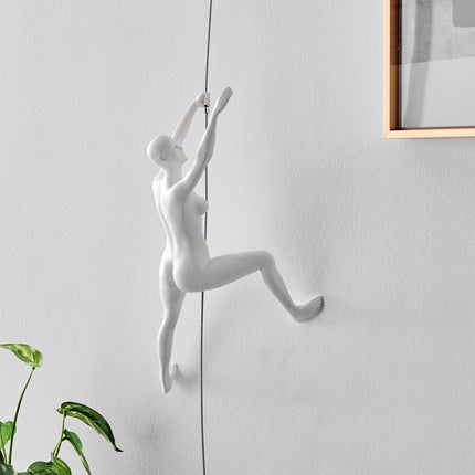 Climbing Couple Set of Two Wall Sculptures, Matte White & Chrome Sculpture TriadCommerceInc   