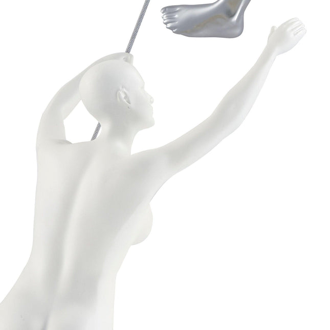 Climbing Couple Set of Two Wall Sculptures, Matte White & Chrome Sculpture TriadCommerceInc   