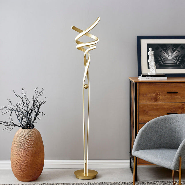Munich LED Sandy Gold 63" Floor Lamp // Dimmable Floor Lamps TriadCommerceInc   