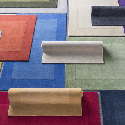 Macedon Blue Bordered Wool Rug Rugs TriadCommerceInc