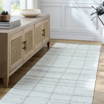 Nissa Light Gray Checkered Wool Rug Rugs TriadCommerceInc