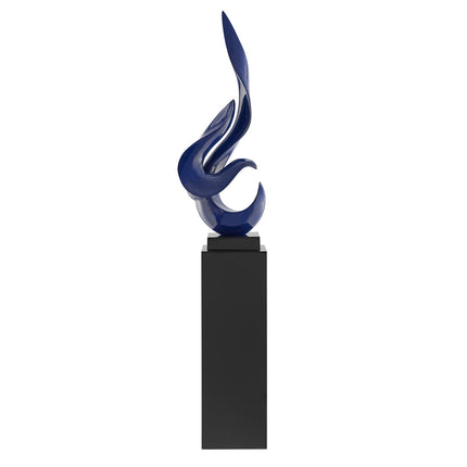 Navy Blue Flame Floor Sculpture With Black Stand, 65" Tall Sculpture TriadCommerceInc   