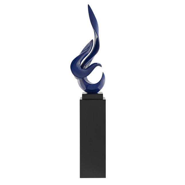 Navy Blue Flame Floor Sculpture With Black Stand, 65" Tall Sculpture TriadCommerceInc   
