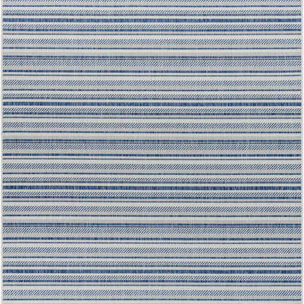 Olin White&Blue Striped Nordic Rug