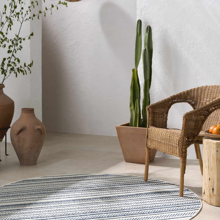 Olin White&Blue Striped Nordic Rug Rugs TriadCommerceInc
