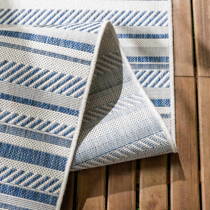 Olin White&Blue Striped Nordic Rug Rugs TriadCommerceInc