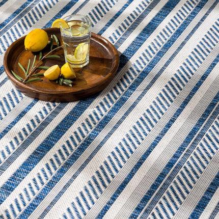 Olin White&Blue Striped Nordic Rug Rugs TriadCommerceInc