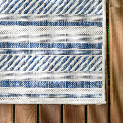 Olin White&Blue Striped Nordic Rug Rugs TriadCommerceInc