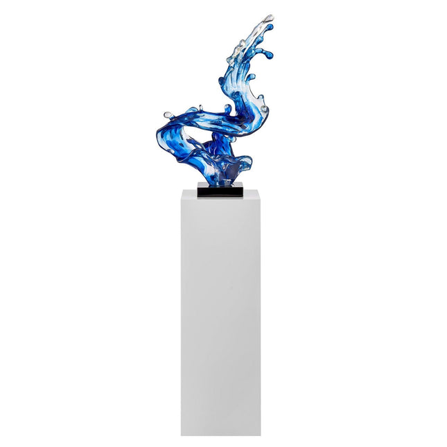 Ocean Blue Cortes Bay Wave Floor Sculpture with White Stand, 43" Tall Sculpture TriadCommerceInc   