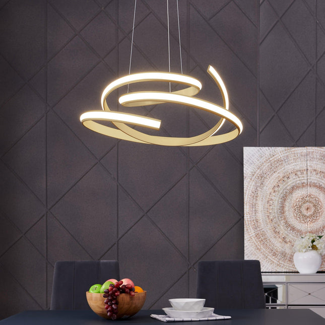 Oslo LED Adjustable Chandelier // Gold Chandeliers TriadCommerceInc   