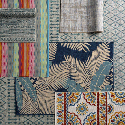 Novato Aqua All Over Pattern Performance Rug Rugs TriadCommerceInc