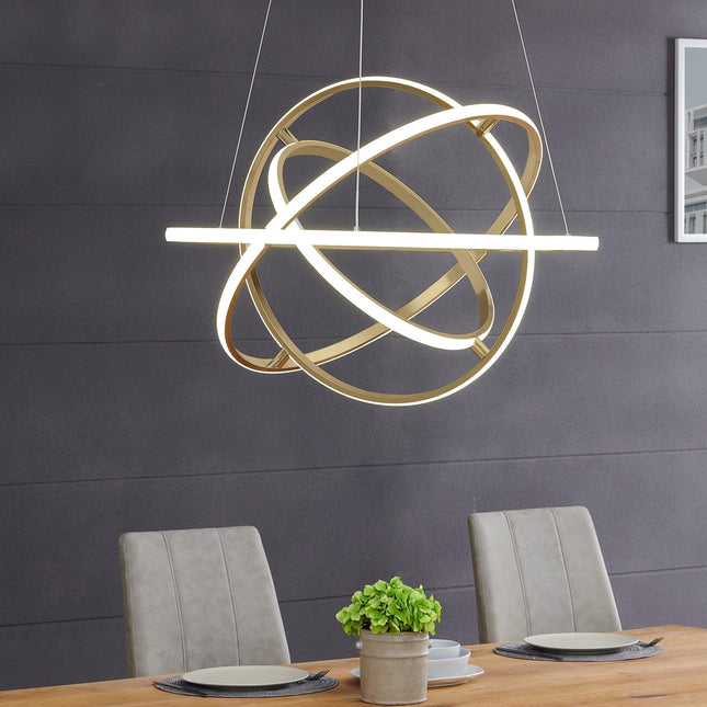 Oxford LED Adjustable Chandelier // Sandy Gold Chandeliers TriadCommerceInc   