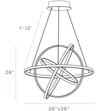 Oxford LED Adjustable Chandelier // Sandy Gold Chandeliers TriadCommerceInc   
