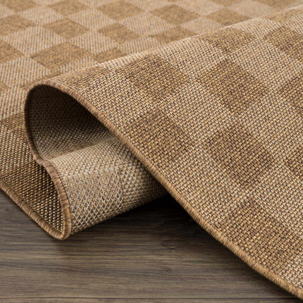 Kuval Checkered Brown Rug Rugs TriadCommerceInc