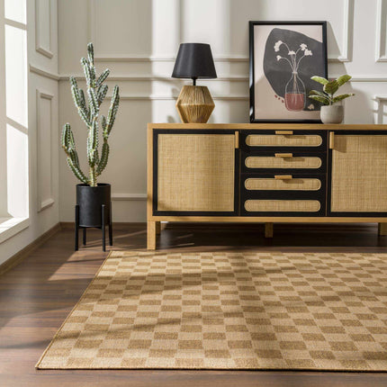 Kuval Checkered Brown Rug Rugs TriadCommerceInc
