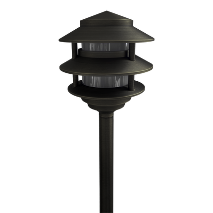 Cast Brass Pagoda LED Low Voltage Outdoor Path Light Path Light TriadCommerceInc Dark Brass None