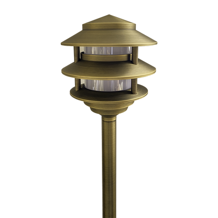 Cast Brass Pagoda LED Low Voltage Outdoor Path Light Path Light TriadCommerceInc Natural Brass None