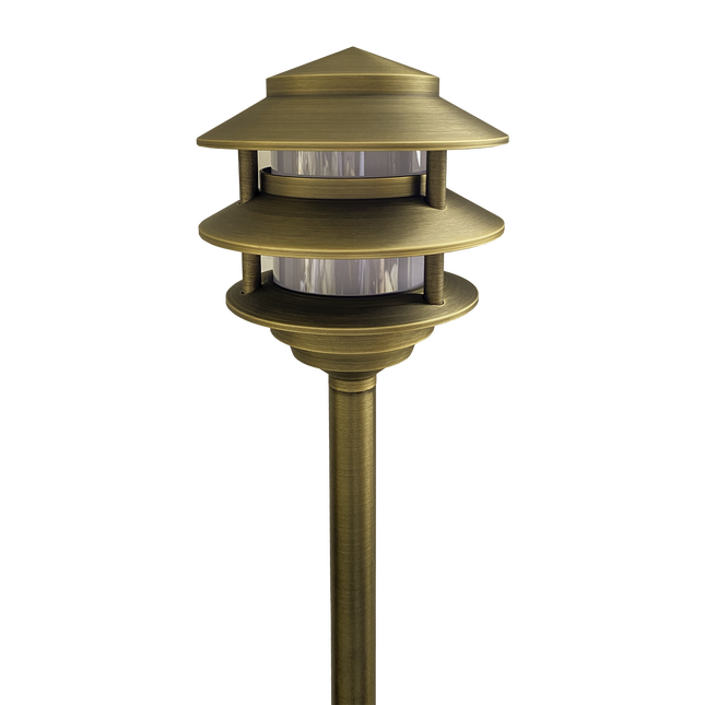 Cast Brass Pagoda LED Low Voltage Outdoor Path Light Path Light TriadCommerceInc Natural Brass None