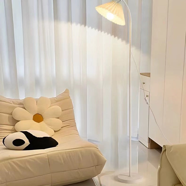 Minimalist floor lamp with a pleated lampshade Floor Lamps TriadCommerceInc